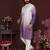 Purple cotton silk embroidery party wear kurta and payjama
