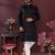 Black smart silk embroidery party wear kurta and payjama