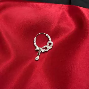 bridal cz stone nath, indian wedding nose ring 1