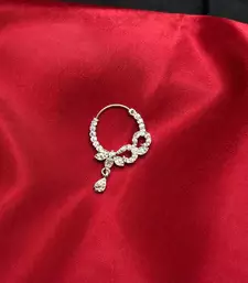 bridal cz stone nath, indian wedding nose ring