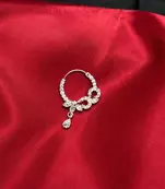 bridal cz stone nath, indian wedding nose ring