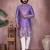 Purple kahdi cotton embroidery print party wear kurta and payjama