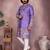 Purple kahdi cotton embroidery print party wear kurta and payjama