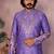 Purple kahdi cotton embroidery print party wear kurta and payjama