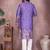 Purple kahdi cotton embroidery print party wear kurta and payjama