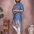 Blue kahdi cotton embroidery print party wear kurta and payjama