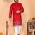 Red linen cotton embroidery party wear kurta and payjama