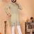 Green linen cotton embroidery party wear kurta and payjama