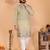 Green linen cotton embroidery party wear kurta and payjama