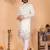 White linen cotton embroidery party wear kurta and payjama