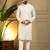 White kahdi cotton embroidery print party wear kurta and payjama