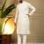 White kahdi cotton embroidery print party wear kurta and payjama