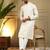 White kahdi cotton embroidery print party wear kurta and payjama