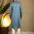 Blue kahdi cotton embroidery print party wear kurta and payjama