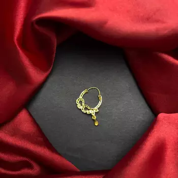 gold plated floral cz stone bridal nath hoop 3