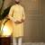 Yellow kahdi cotton embroidery print party wear kurta and payjama