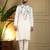 White viscos embroidery print party wear kurta and payjama