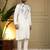 White viscos embroidery print party wear kurta and payjama