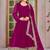 Magenta Embroidered Anarkali Gown with Gold Border & Matching Dupatta