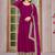 Magenta Embroidered Anarkali Gown with Gold Border & Matching Dupatta