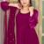 Magenta Embroidered Anarkali Gown with Gold Border & Matching Dupatta