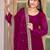 Magenta Embroidered Anarkali Gown with Gold Border & Matching Dupatta