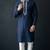 Blue-white embroidered dupion silk kurta set