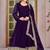 Purple Embroidered Anarkali Gown with Gold Border & Matching Dupatta
