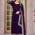Purple Embroidered Anarkali Gown with Gold Border & Matching Dupatta