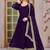 Purple Embroidered Anarkali Gown with Gold Border & Matching Dupatta