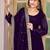 Purple Embroidered Anarkali Gown with Gold Border & Matching Dupatta