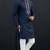Blue-white embroidered dupion silk kurta set