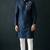 Blue-white embroidered dupion silk kurta set