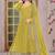 Mustard Yellow Embroidered Anarkali Gown with Gold Border & Matching Dupatta