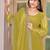 Mustard Yellow Embroidered Anarkali Gown with Gold Border & Matching Dupatta