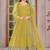 Mustard Yellow Embroidered Anarkali Gown with Gold Border & Matching Dupatta