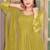 Mustard Yellow Embroidered Anarkali Gown with Gold Border & Matching Dupatta