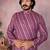 Purple printed cotton blend stright designer kurta with pyjama set