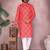 Red printed cotton blend stright designer kurta with pyjama set