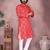 Red printed cotton blend stright designer kurta with pyjama set