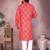 Red printed cotton blend stright designer kurta with pyjama set