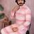 Pink printed cotton blend stright designer kurta with pyjama set