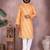 Orange printed cotton blend stright designer kurta with pyjama set