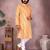 Orange printed cotton blend stright designer kurta with pyjama set