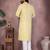 Yellow printed cotton blend stright designer kurta with pyjama set