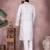 White printed cotton blend stright designer kurta with pyjama set