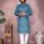 Blue printed cotton blend stright designer kurta with pyjama set