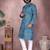 Blue printed cotton blend stright designer kurta with pyjama set