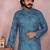 Blue printed cotton blend stright designer kurta with pyjama set