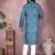 Blue printed cotton blend stright designer kurta with pyjama set